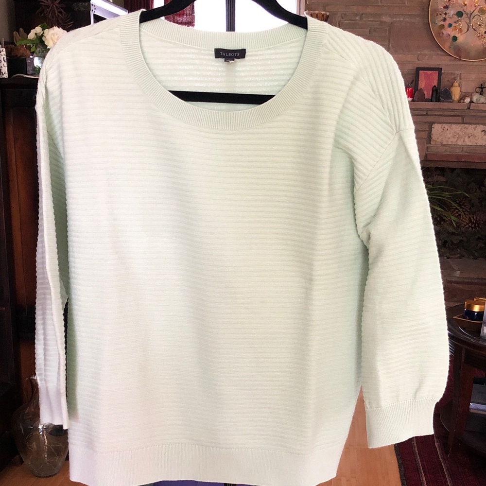Talbots Light Mint Ribbed Crewneck Sweater